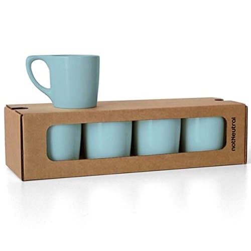 notNeutralLino 10 oz Porcelain Coffee Cups | for Specialty Coffee Drinks, Latte, Cappuccino, Mocha and Tea | for Personal, Restaurant, Commercial Use | Ozone Blue Set of 4