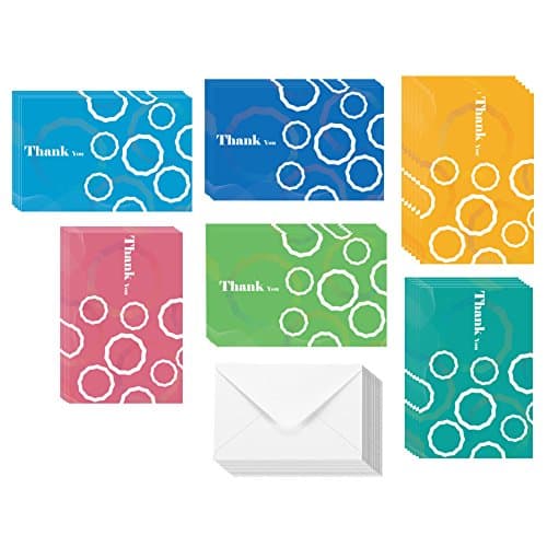 Thank You Greeting Cards 48 Assorted Pack Bulk Box Set, Blank on the Inside Bright,6 Colorful Designs,48 Count 4 x 6 Inches