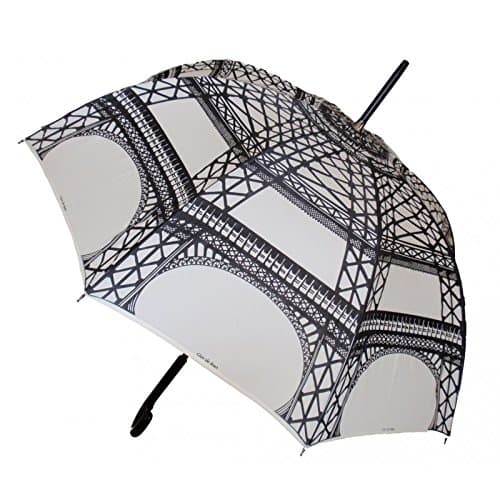 Eiffel Tower Black and White Geometric Umbrella - Black, White
