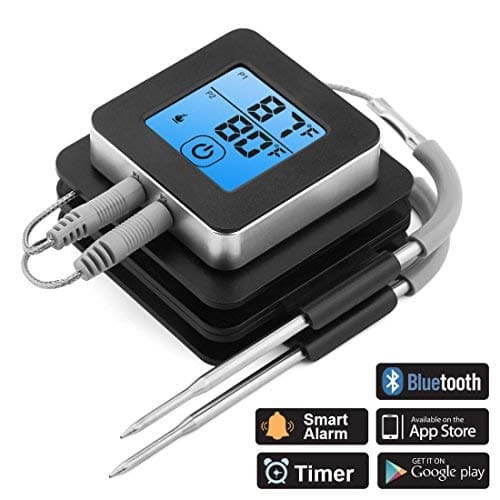 ACTOPP BBQ Grill Thermometer Bluetooth BBQ Roasting Thermometer 2 Probes Probe Thermometer Temperature Preset Alarm iOS Android Magnetic Design for Cooking Grill Steak Smoker Baking