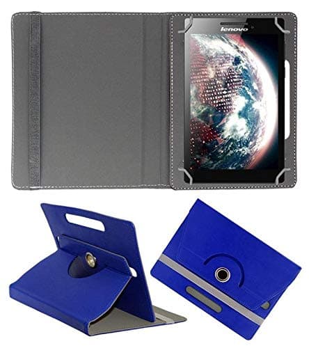 360� Rotating 7� Inch Flip Case Cover Book Cover for iBall Slide Snap 4G2 Tablet -Blue