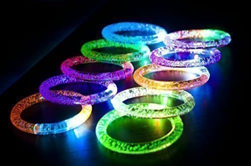 Led Bracelets 12 Pack + 12 Replacement Batteries Premium Glow In The Dark, Great For Parties, Weddings Birthdays And More. Super Safety Multicolor Bracelets Are Reusable