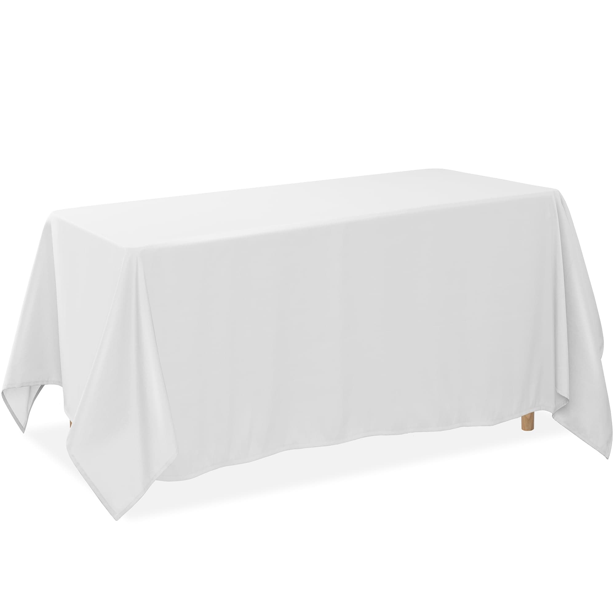 Lann's Linens - 90" x 132" Premium Tablecloth for Wedding/Banquet/Restaurant - Rectangular Polyester Fabric Table Cloth - White