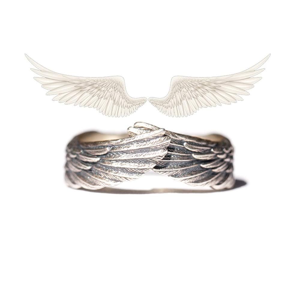 Yocoyee Hug Wings Ring Angel Wings Feather Retro Copper Ring for Women and Men Lovers Friends Gifts