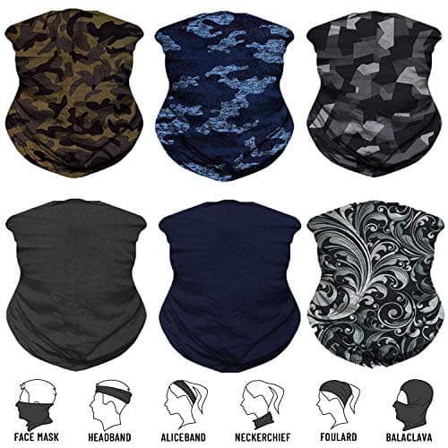 Neck Gaiter, Magic Headband Sport Headwear Elastic Face Mask Bandana Scarf UV Resistence Balaclava, Headwrap Helmet Liner for Men and Women - Cycling, Fishing, Running, Hiking, Camping
