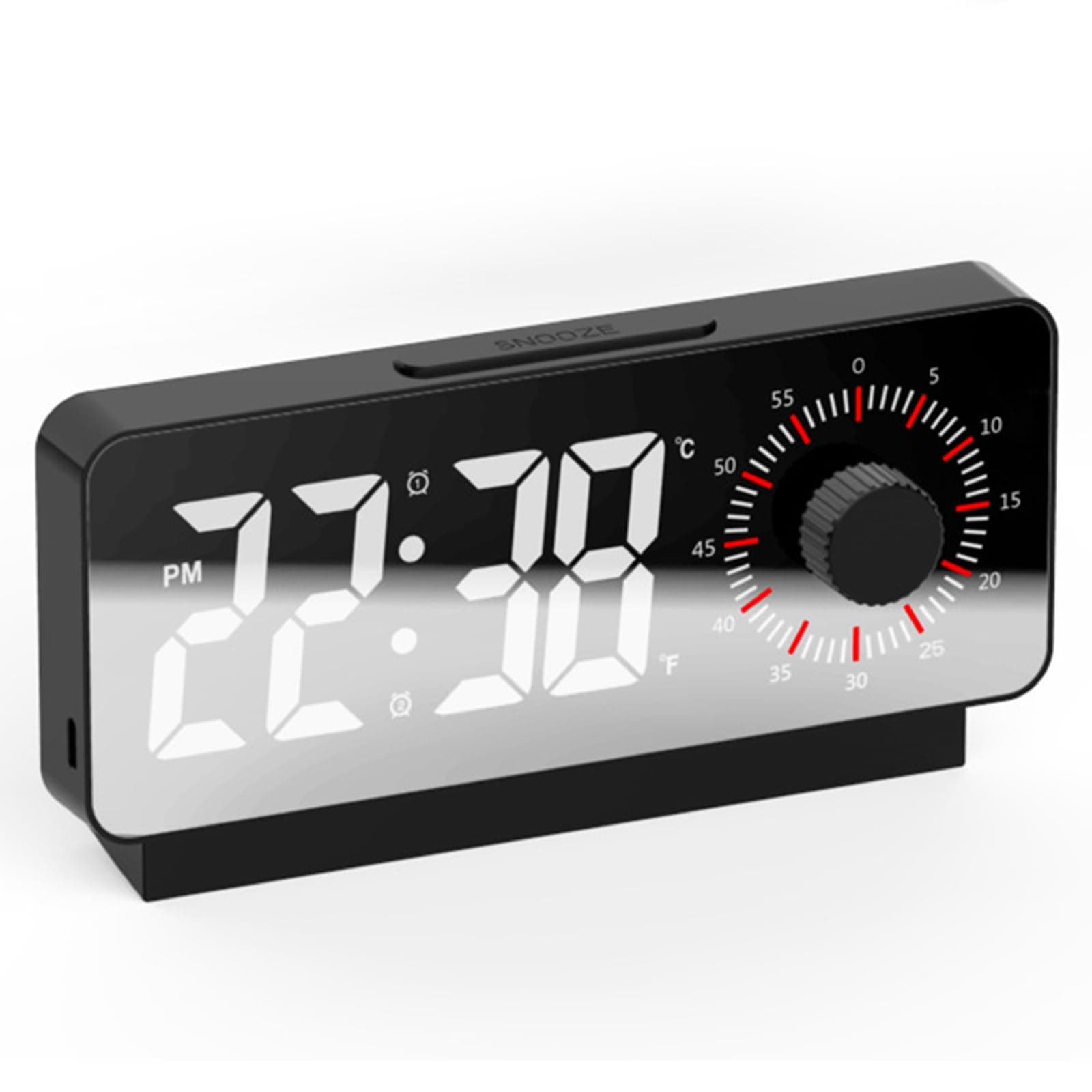 MOSHOU Visual Timer Rechargeable, LED Screen Digital Timer Clock, Time Management with Temperature Display/Two Alarm Clock/Lighting at Night, Time Management Tool for Office, Study, Cooking