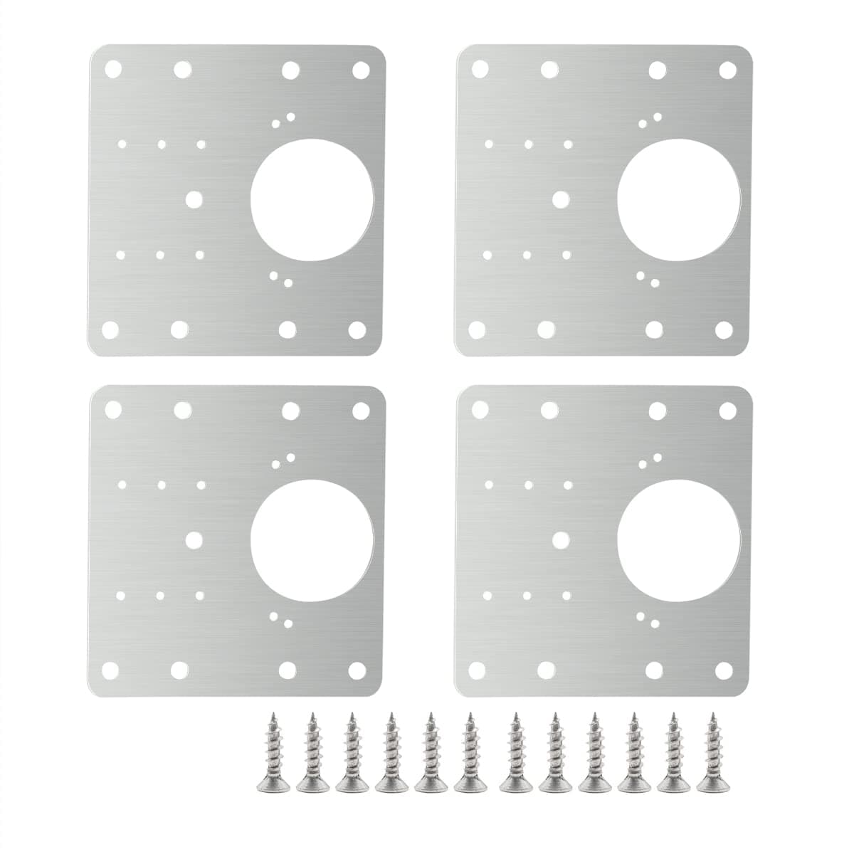 4 PCS Hinge Repair Plate,Stainless Steel Fix The Hinge Side Plate Repair Piece with Mounting Screws for Wood, Furniture, Shelves, Cabinet