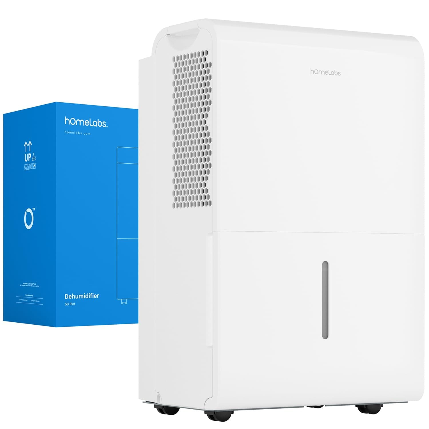 hOmeLabs 50 Pint Wi-Fi Dehumidifier for up to 7,000 Sq Ft Rooms (MAX 120 Pint at 95ยฐF, 90% RH) โ Powerful Humidity Control for Large Rooms and Basements