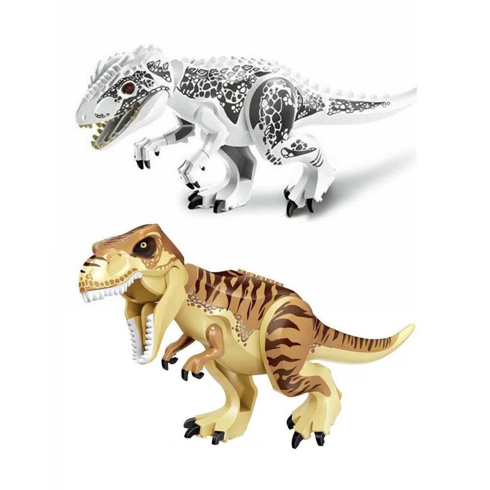 2PCS Indominus T Rex Blocks Toys,Large Dinosaur Figure,Realistic Dinosaur Toy Figures,Gift for Adults and Children(White Tyrannosaurus + Rex Tyrannosaurus)
