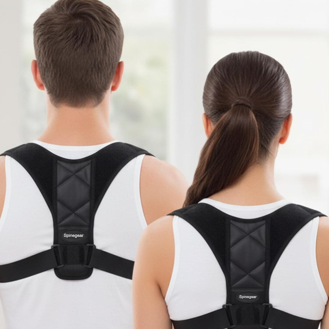 Posture Corrector for Men And Women - Adjustable back brace upper back support strap - Clavicle straightener providing Support for neck slouching and back Pain Relief (Black, M)