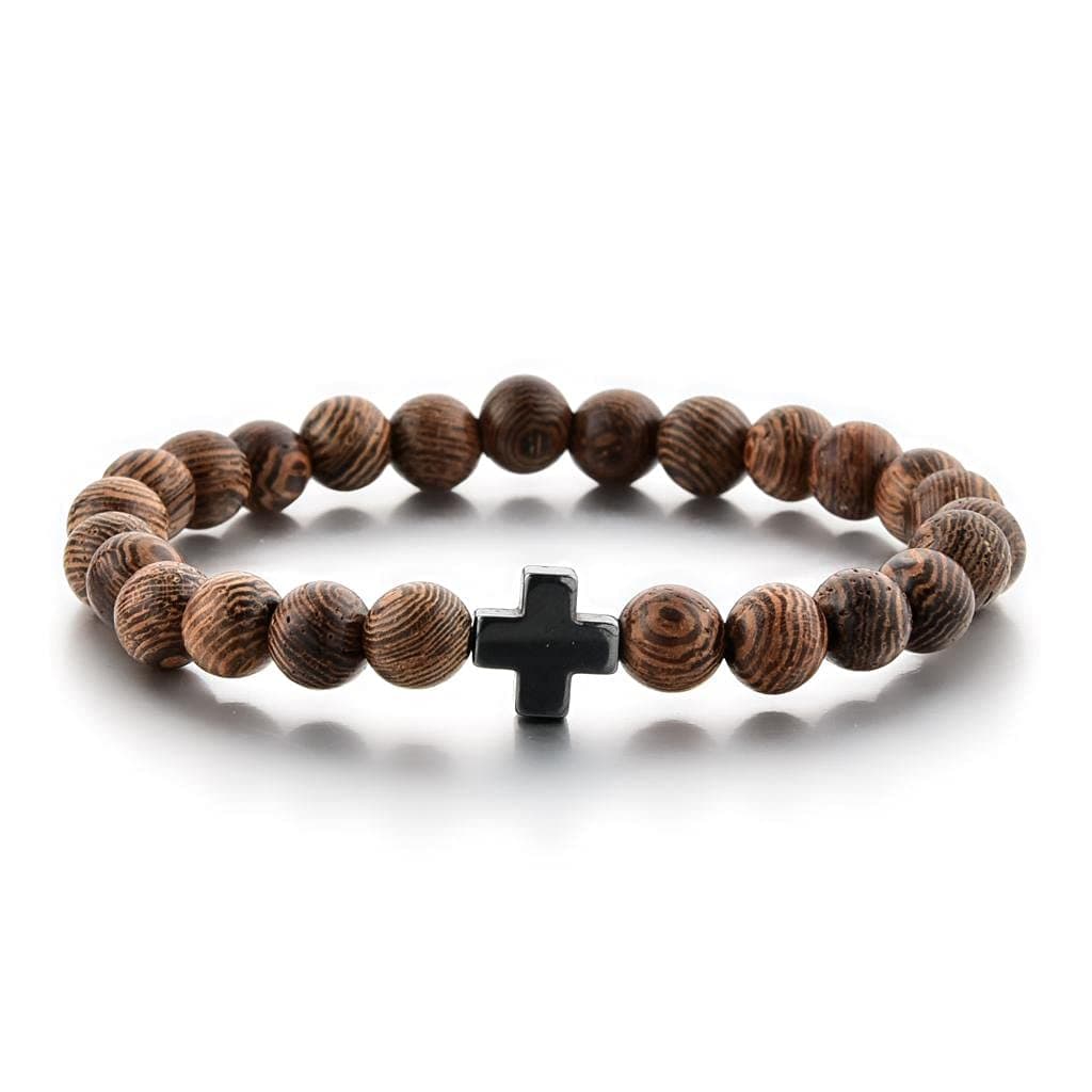 Christian Prayer Beads Bracelet – Wooden Beads & Cross – Multiple Sizes!
