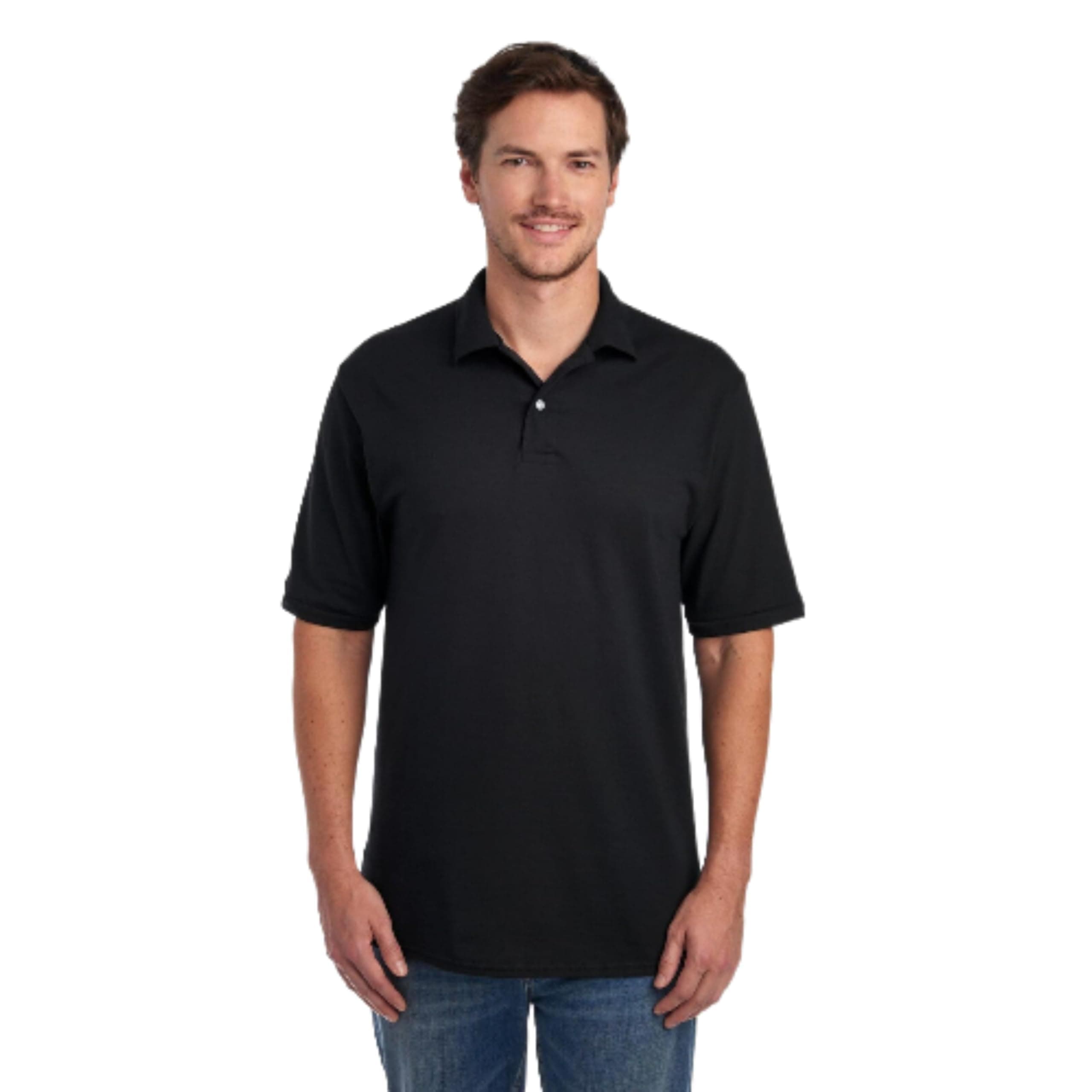 Men's SpotShield Stain Resistant Polo Shirts (Short & Long, Short Sleeve-Black, Medium