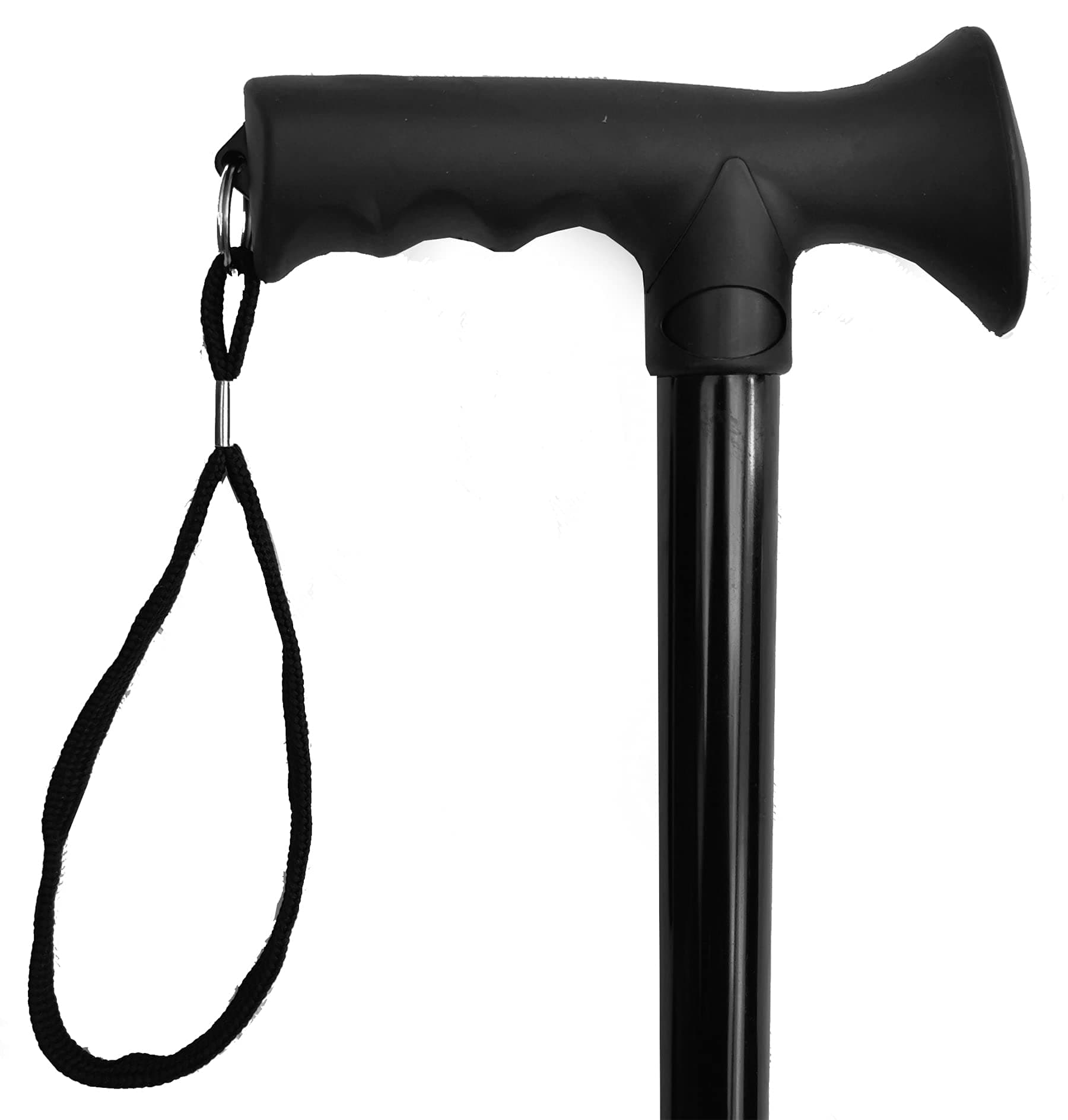 Luxury Ladies Mens Adjustable Walking Stick Cane with Soft Grip Gel Ergonomic Handle for Women or Gents - 25.5” – 35.5” (Plain Black)