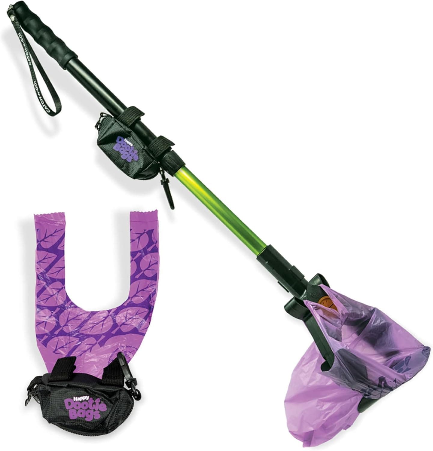 GoGo Stik, Catch-N-Go! Consumer Reports #1 Rated Ergonomic Scooper 2024,2026. Catch Poo on Walks. Alum Tele-Handle, Bag Pouch Dispenser, Wrist Strap. 10-Yr Wty.