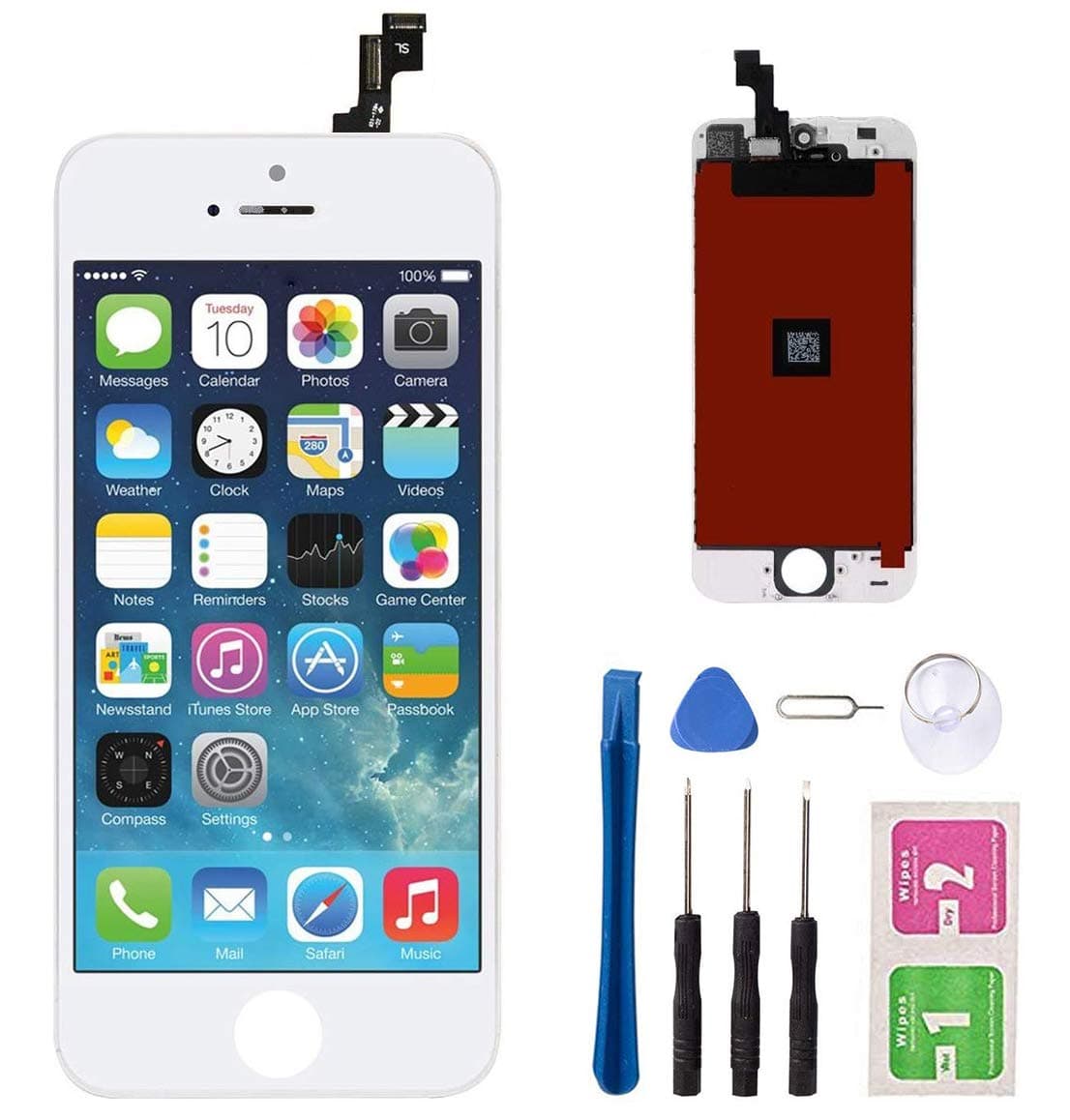 Screen Replacement for iPhone 5s/SE White 4" LCD Display Touch Screen Digitizer Replacement Full Assembly with Repair Tool Kit