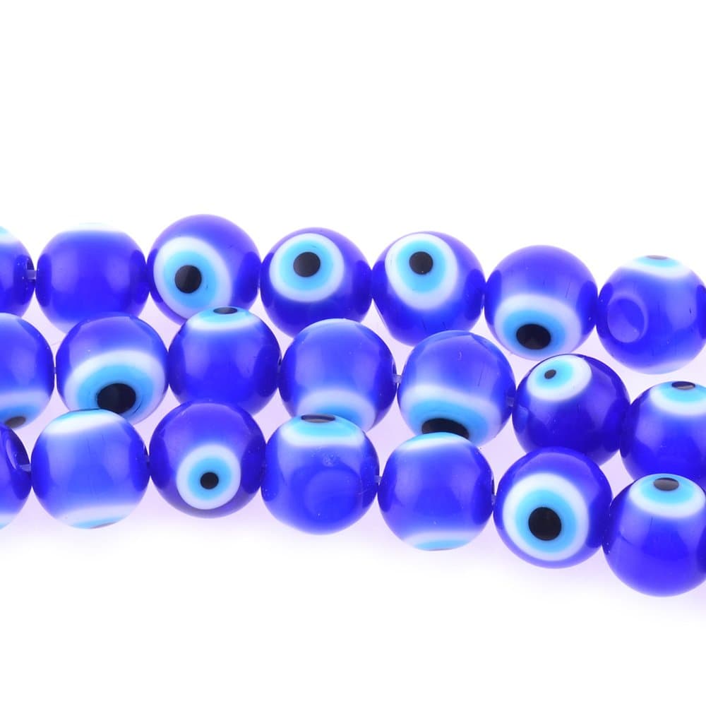 SalaTrend 6mm 200 Pcs Blue Evil Eye Glass Beads of Jewelry Findings for Bracelet,Necklace or Others