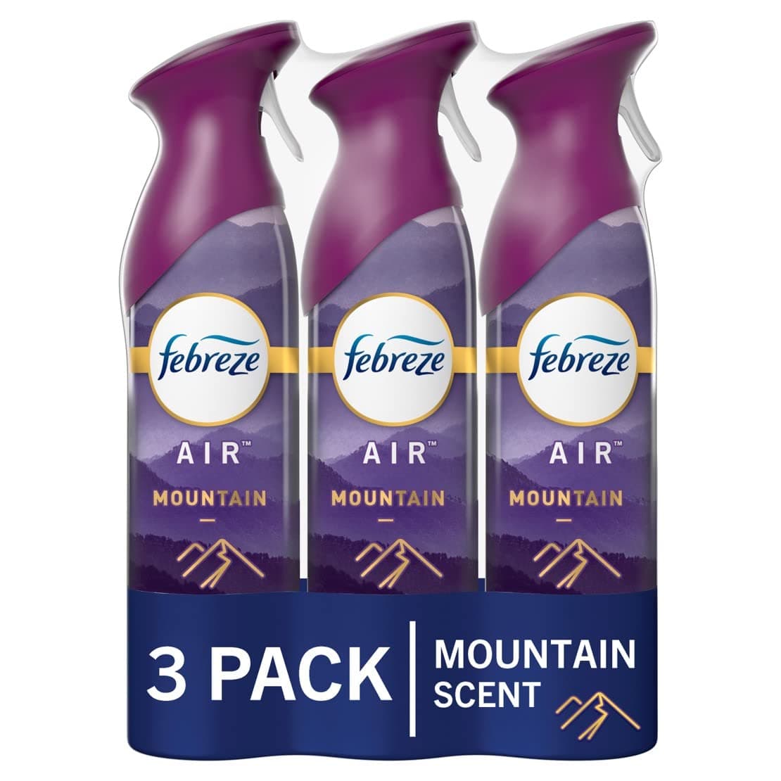 Febreze Air Mist Air Freshener Spray, Odor-Fighting Room Spray, Air Fresheners for Home and Bathroom and Kitchen, Aerosol Can, Mountain Scent, Purple, 8.8oz (Pack of 3)