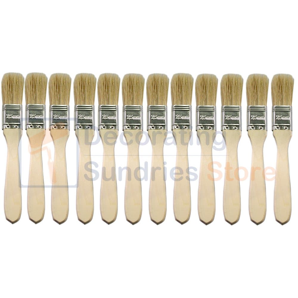 12 x One Inch Paint Brushes 1" | 25mm Disposable Economy Paint Brush Pack | Laminating Brushes