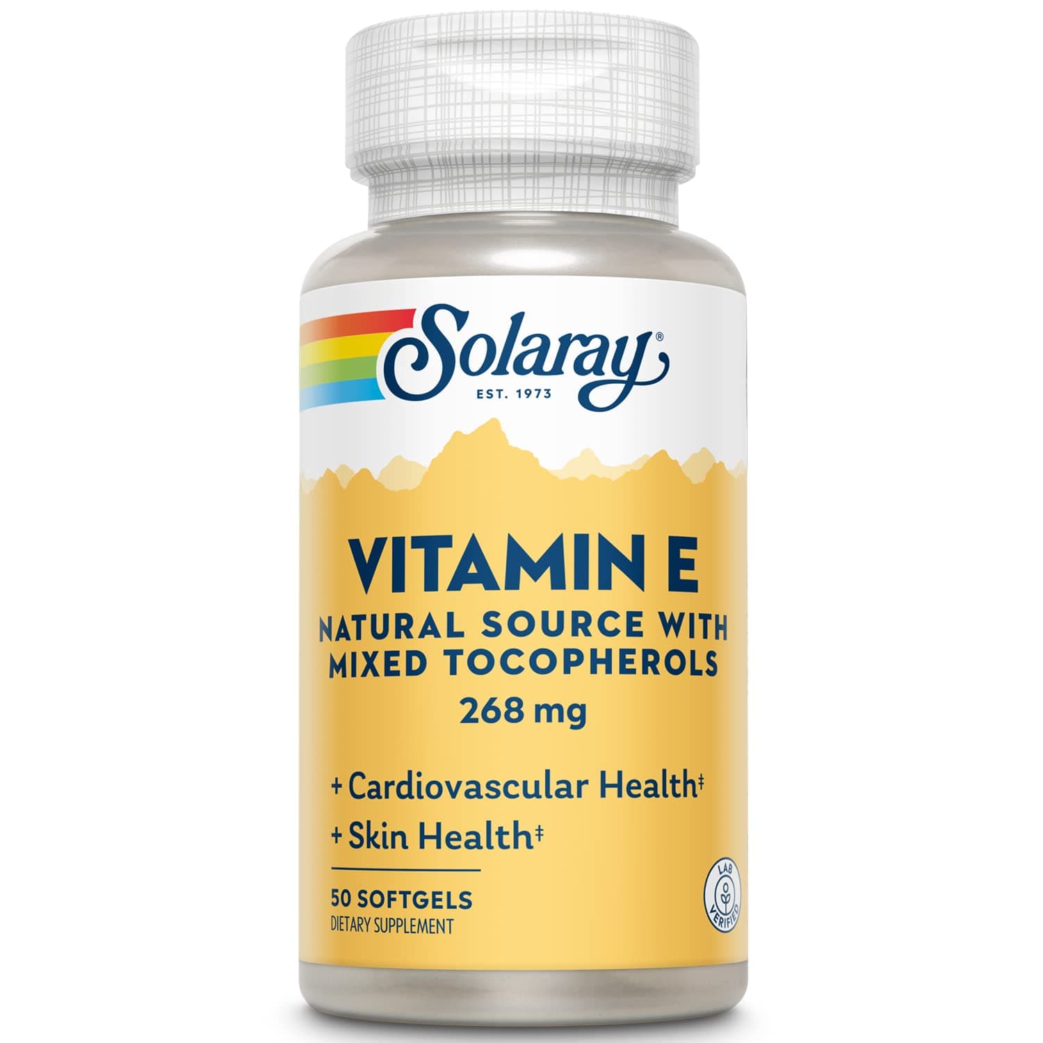 SOLARAY Vitamin E d-Alpha Tocopherol 268mg (400 IU) | Heart & Skin Health, Antioxidant Activity Support (50 CT)