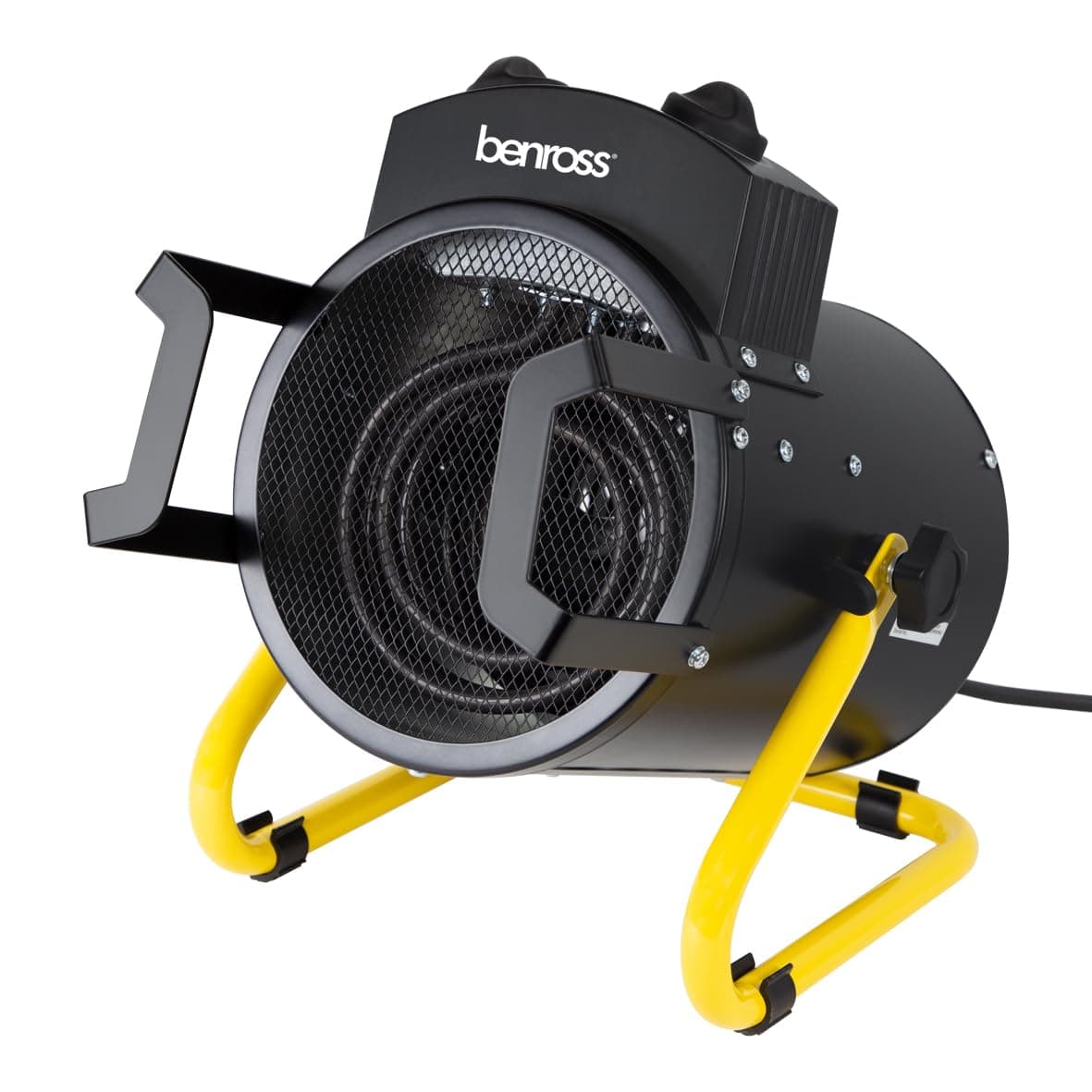 Benross 42450 3000W Industrial Fan Heater/Adjustable Thermostatic Control/Cool Air Setting/Tilting Design/Portable With Carry Handle / IPX4 Waterproof, Yellow