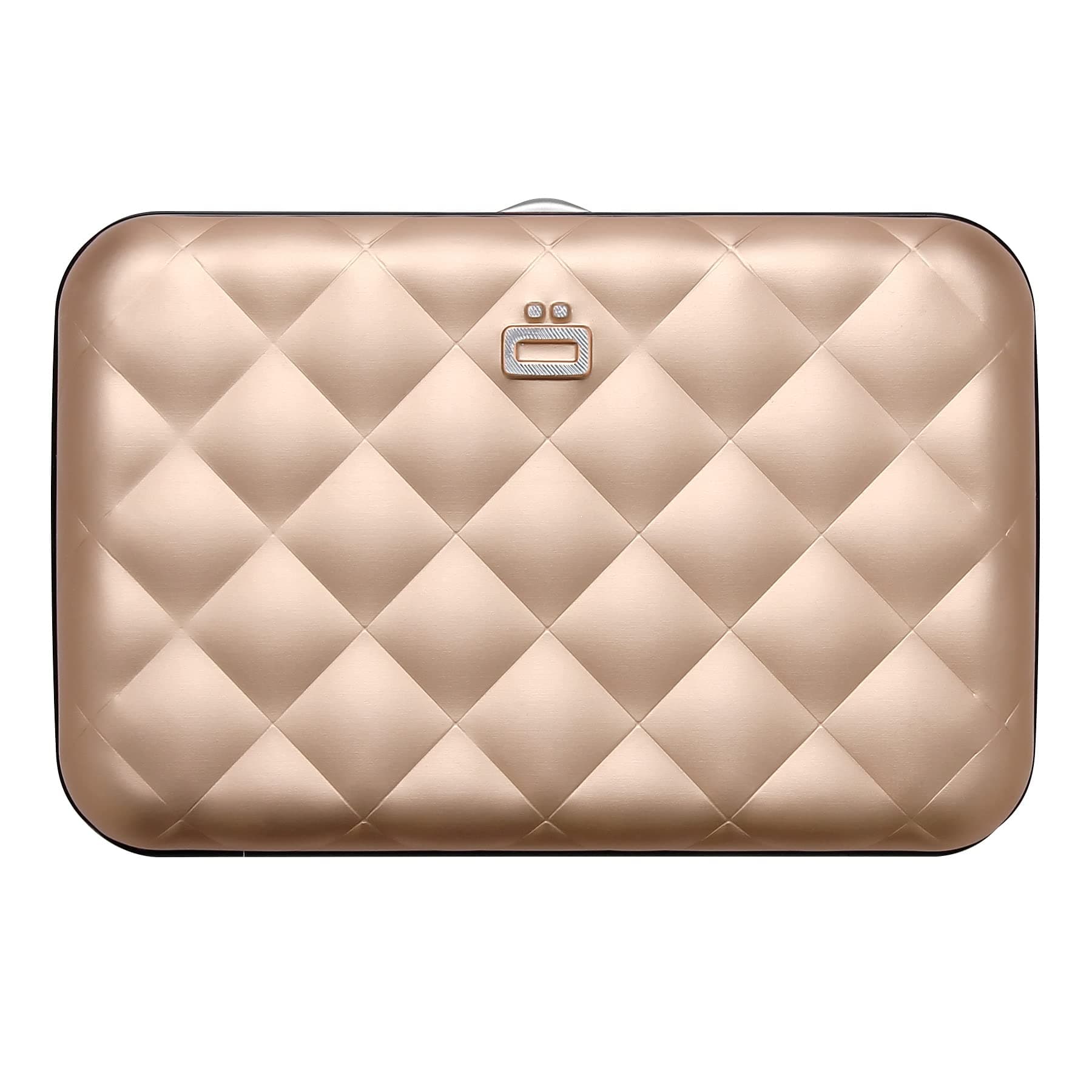 Card Holder for Women, Rigid Aluminium with Quilted Effect, RFID Protection Against Fraud and demagnetization, Compact Wallet, Lady Case Helsinki Model (Rose Gold)