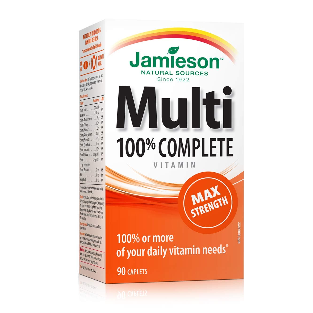 Jamieson 100% Complete Multivitamin, MAX Strength, 90 Caplets