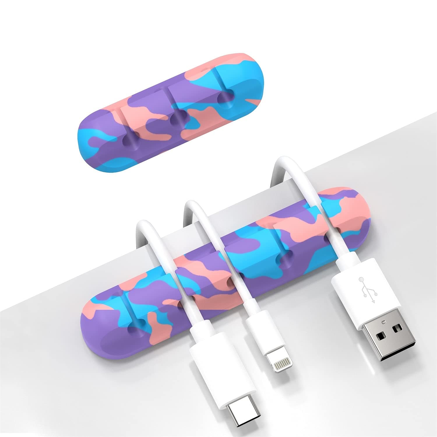 Cable Organizer, Cable Organizer Cable Management, Cable Clips USB Cable Holder Wire Organizer Cord Clips, (5, 3 Slot Color)