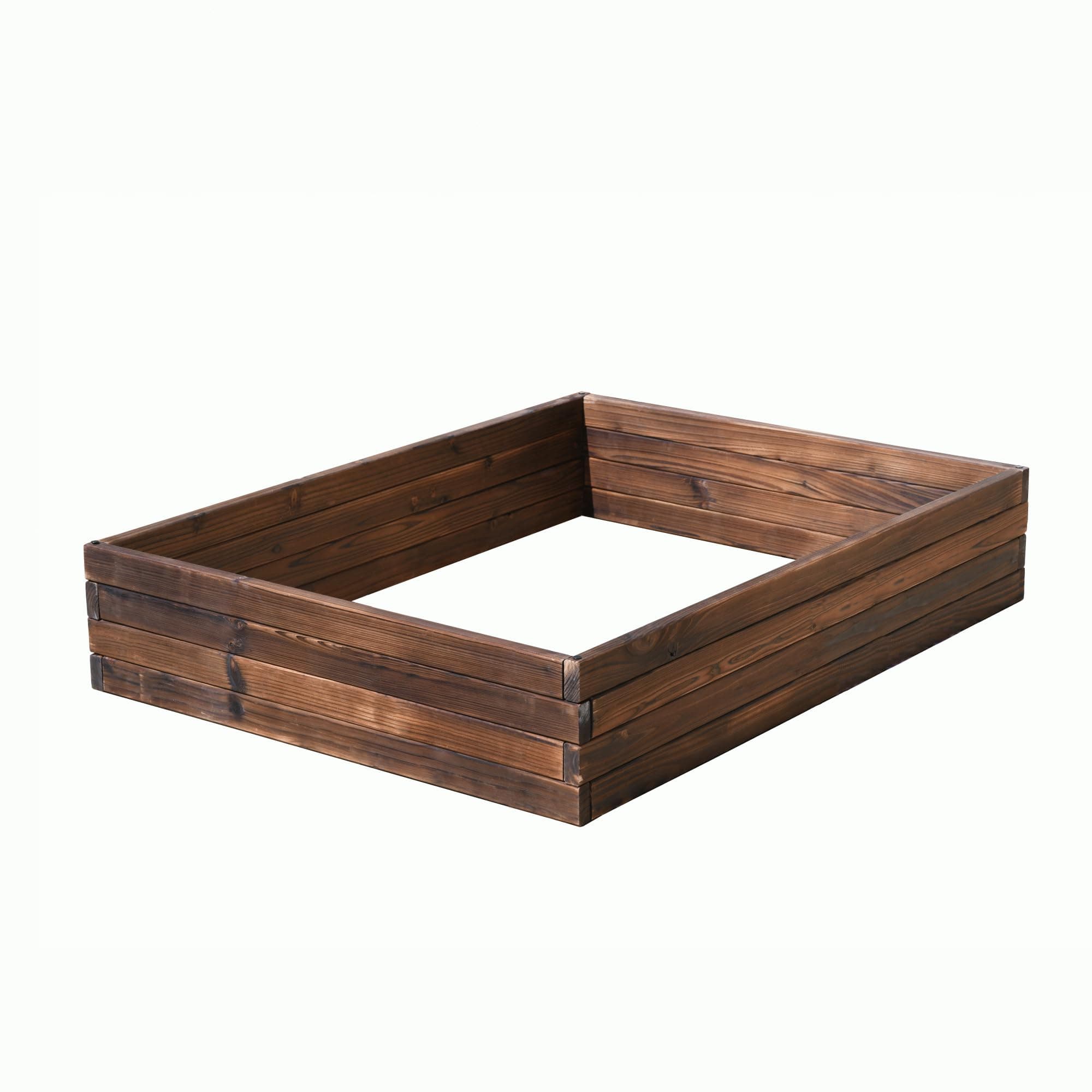 Wooden Raised Garden Planter Treated Fir Wood Outdoor Flower Trough Herb Vegetable Bed in 3 Sizes Bottomless Assembly Required (Large 110x90cm)