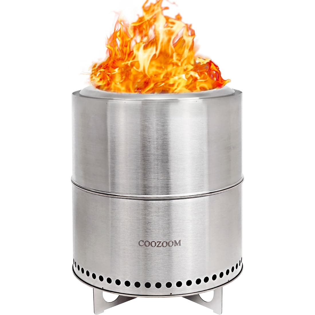 15 Inch Large Smokeless Fire Pit with Stand Portable Stainless Steel Bonfire Pit Outdoor Wood Burning Firepit for Outside Patio Camping with Carry Bag