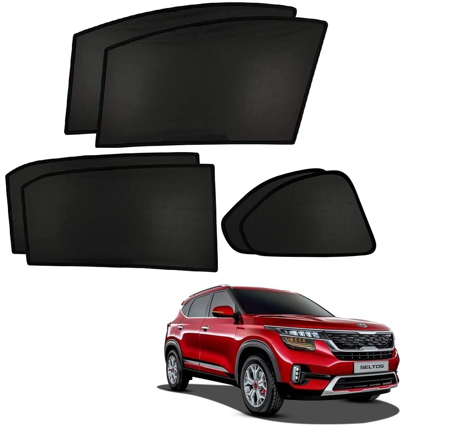 Auto Addict Fix Car Window Sunshades (Side Windows,Non Magnetic) for Kia Seltos