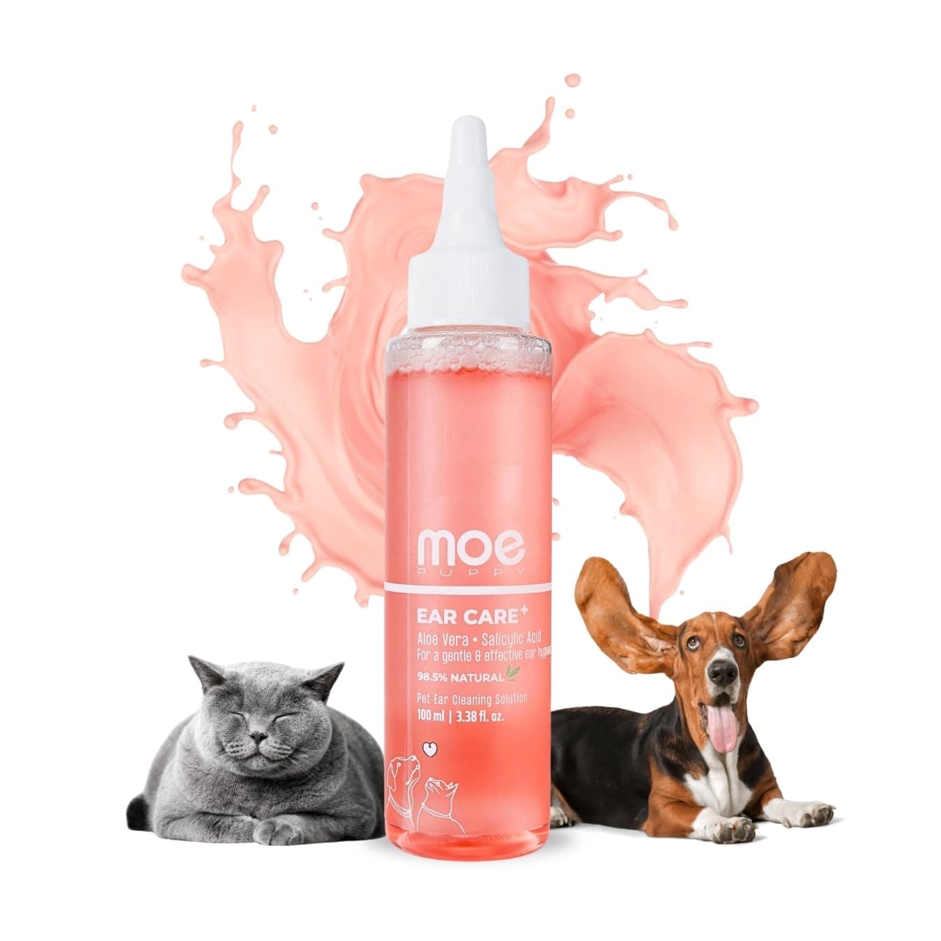 Moe Puppy Ear Care Plus Ear Cleaning Solution for Pets| for Dogs and Cats (100 ml)