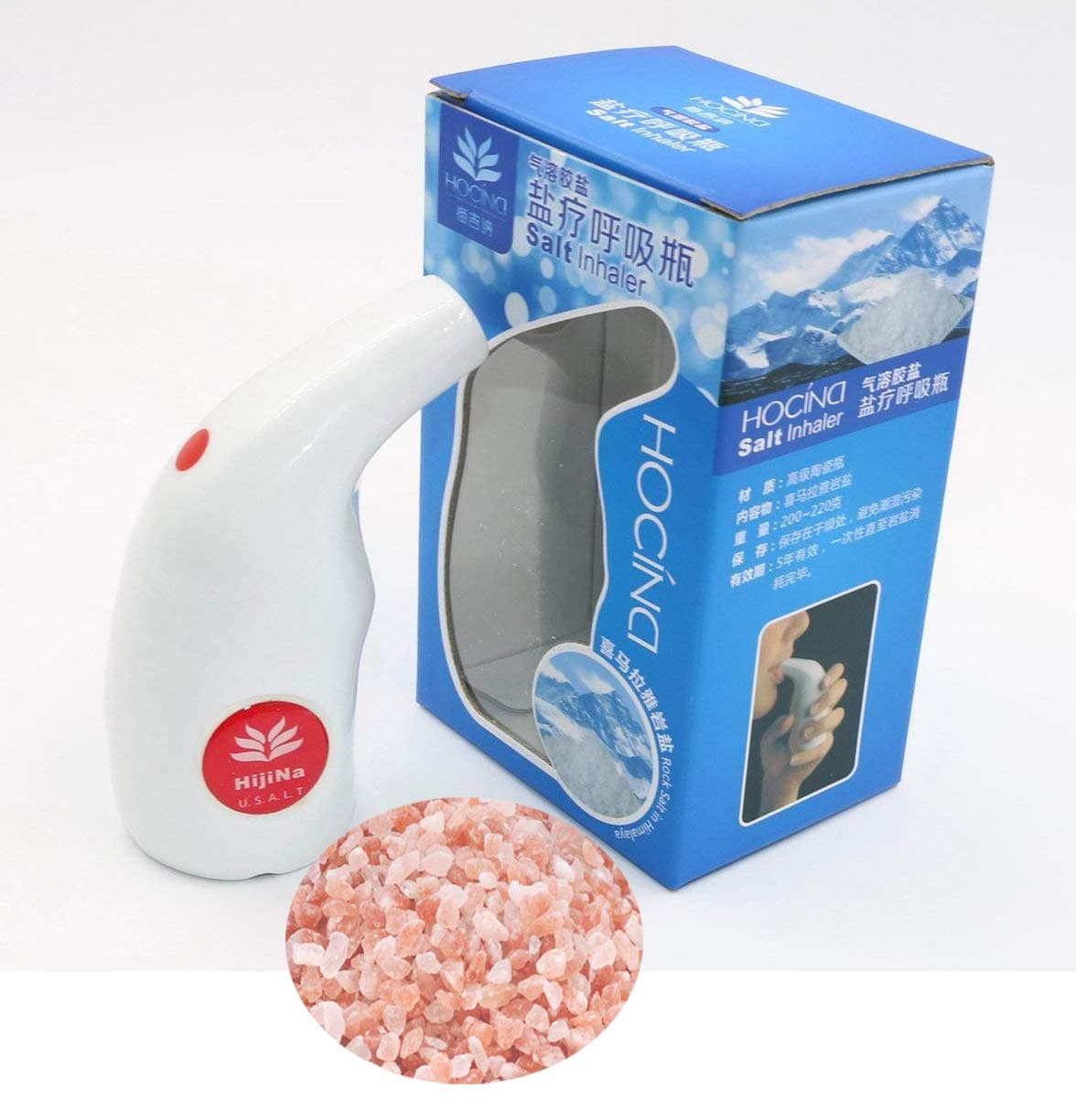 Refillable Salt Inhaler by HijiNa - Ceramic Inhaler with Himalayan Natural Salt, Helpful for Asthma,30 Days Money Back Guaranteed