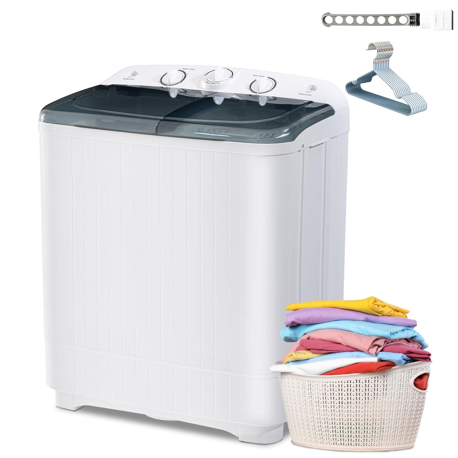 2-in-1 Portable Washing Machine, 13lbs Wash 9lbs Spin Capacity, Compact Mini Washer and Dryer Combo, Portable Washing Machines for Apartments, Automatic Clothes Washer for Dorm RV Camping
