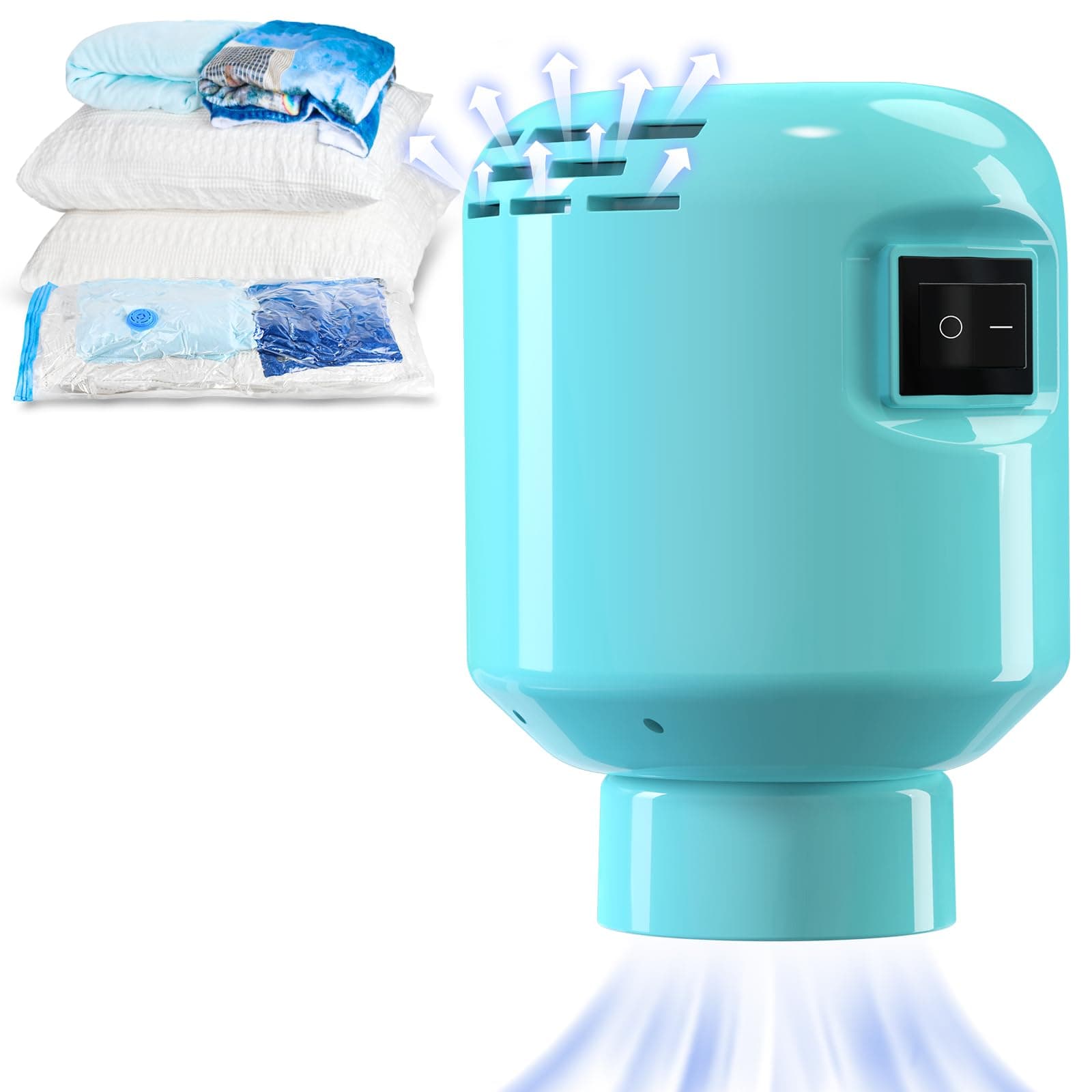 Portable Vacuum Storage Bags Electric Pump Space Saver Compression Pack Suction Pump Vacuum Pack Bags Air Pump for Clothes Duvets Blanket