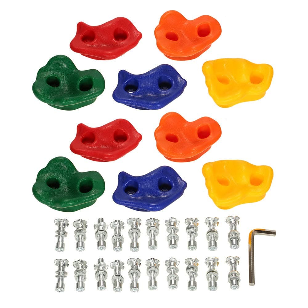 Kid's Wall Rock Climbing Stones with Mounting Hardware Screws Set (Pack of 10)