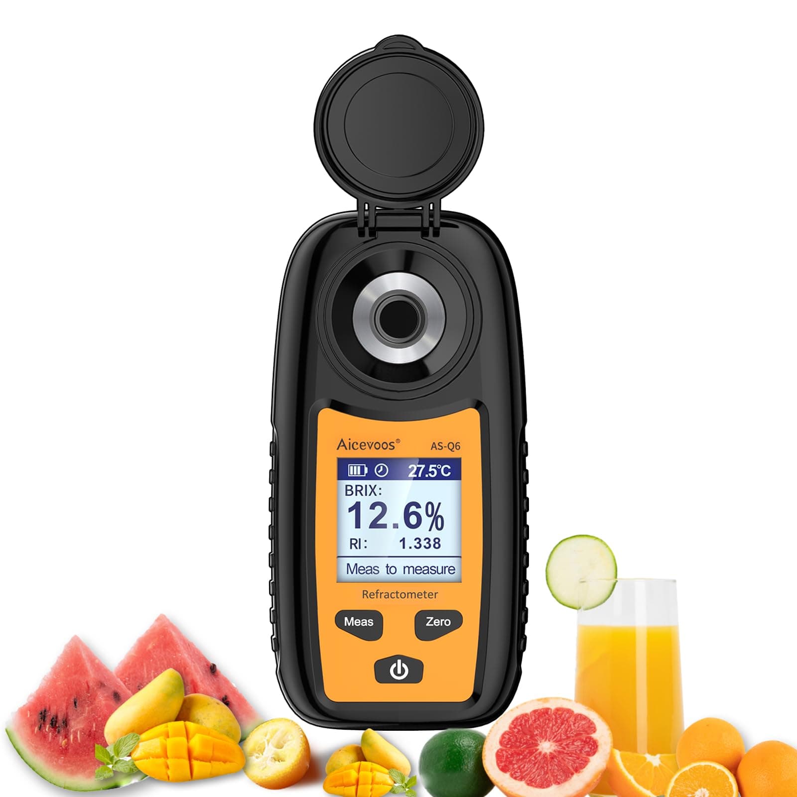 Aicevoos Digital Sugar Brix Refractometer brix Meter Automatic Temperature Compensation Range 0-35%,±0.2% Precision, Perfect for Fruits, Juices, Vegetables, Drinks and Coffee