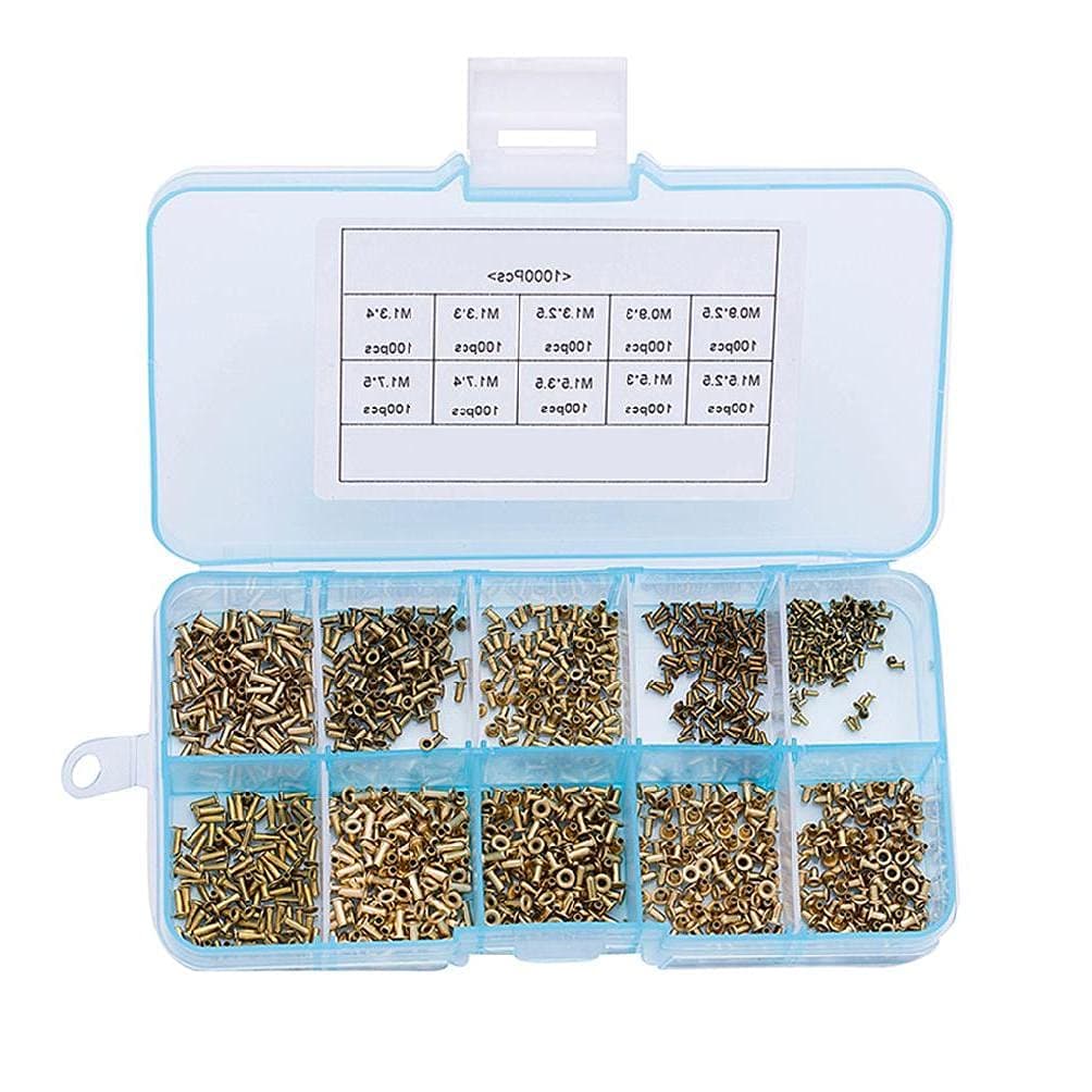 1000PCS Rivets M0.9 M1.3 M1.5 M1.7 Mix Circuit Board PCB Nails Copper Hollow Rivet Kit Grommet Tool Kit 1 Inch