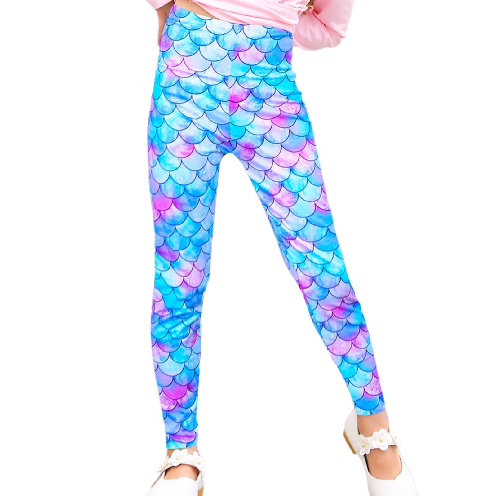 Kid Girls Unicorn Rainbow Mermaid Leggings Soft Stretchy Pants High Waist Slim Tights