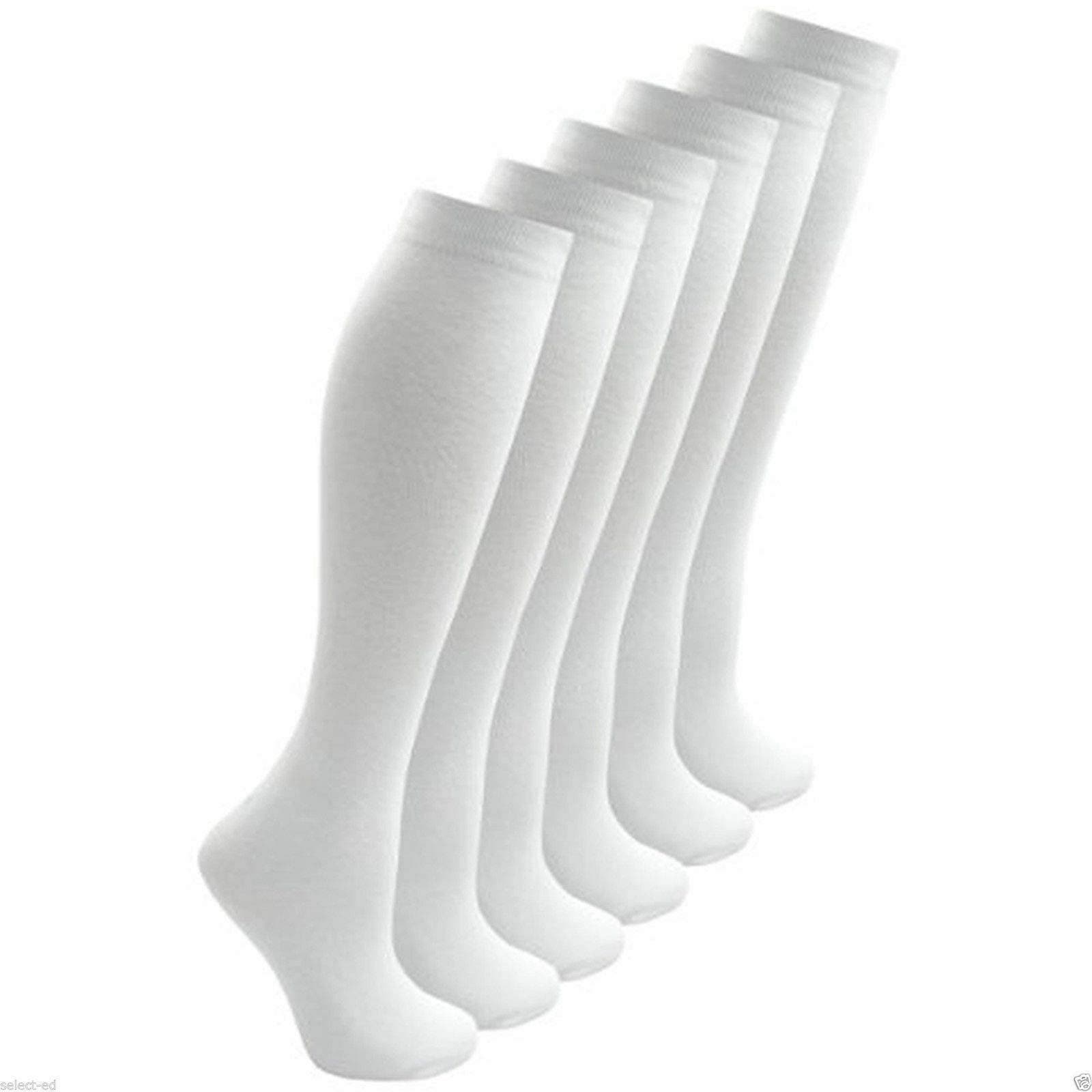 6 Pairs Womens ladies Girls long Cotton Knee High Socks Breathable Smooth Grip Top Socks Plain Knitted UK Size 4-8 Eu 37-42