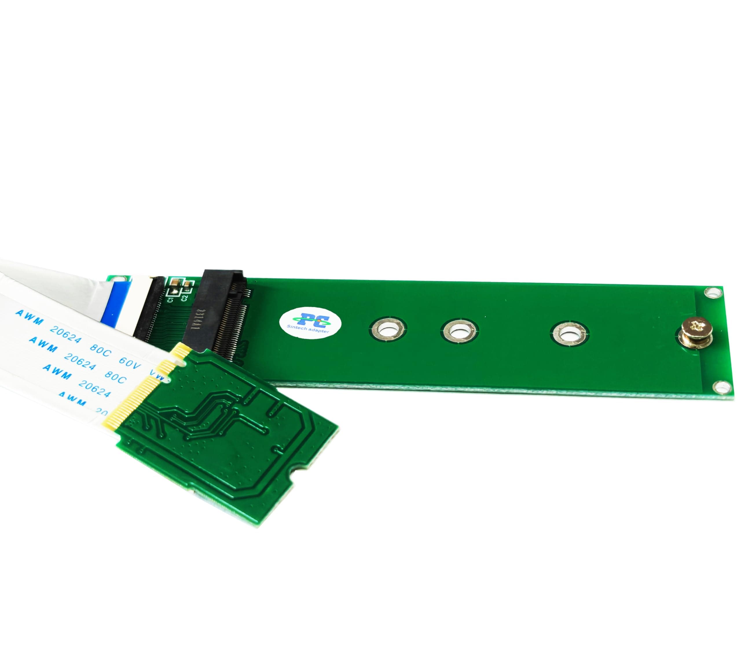 Sintech M.2 (NGFF) NVME SSD to M2 A/E Key WiFi Port with 20cm Cable(M.2 Only Provide PCIe 1X Lane)