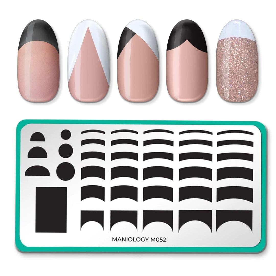 Pardon My French French Tip Manicure Nail Stamping Plate | Easy Basic Simple Minimalist Manicure DIY Patterns - Reusable, Rectangular, Stainless Steel Nail Art Template