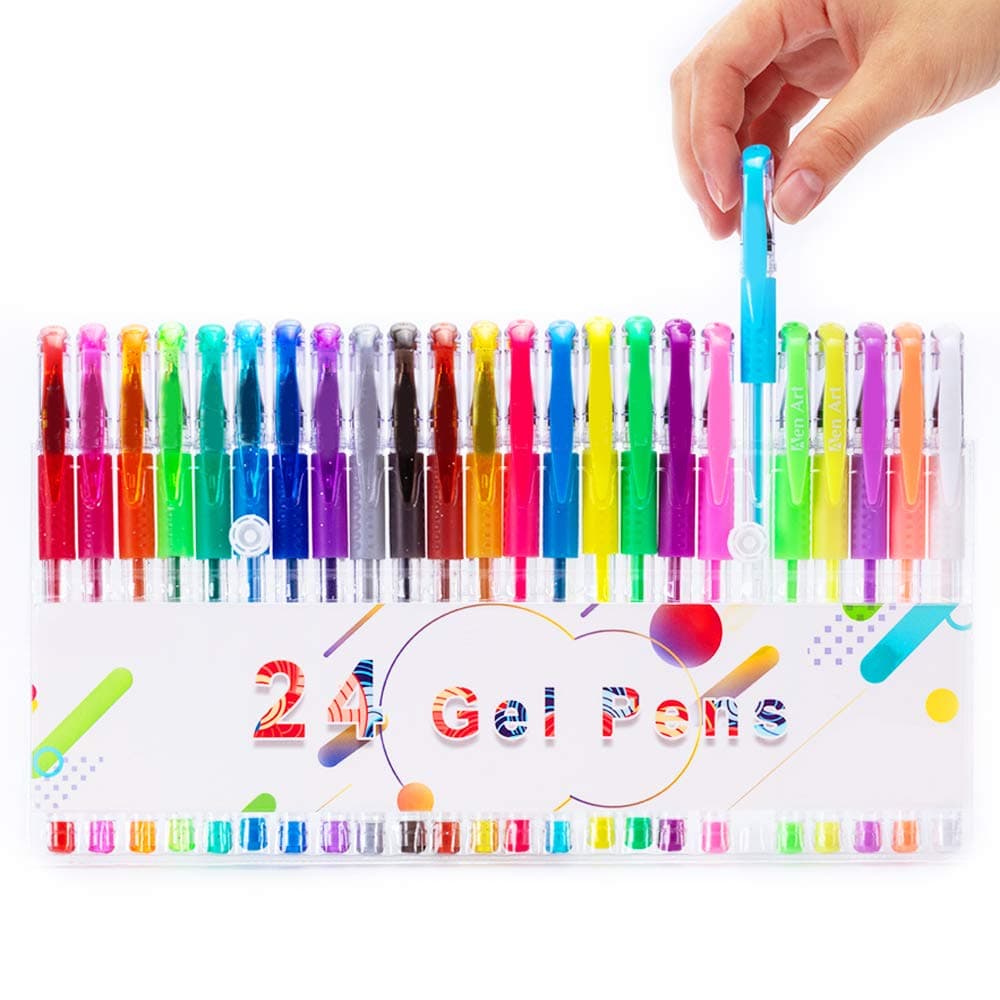 Gel Pens, 12Pcs 0.5mm Felt Tip Quick Drying Ink Rollerball Colouring Pen Sets for Adults Writing Drawing, School & Office Stationery Supplies