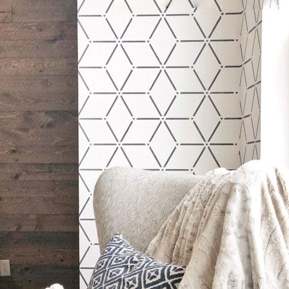 STENCILIT Rhombus Large Wall Stencil for Painting - XL Size 24“x 37.4“ - Geometric Stencil Accent Wall