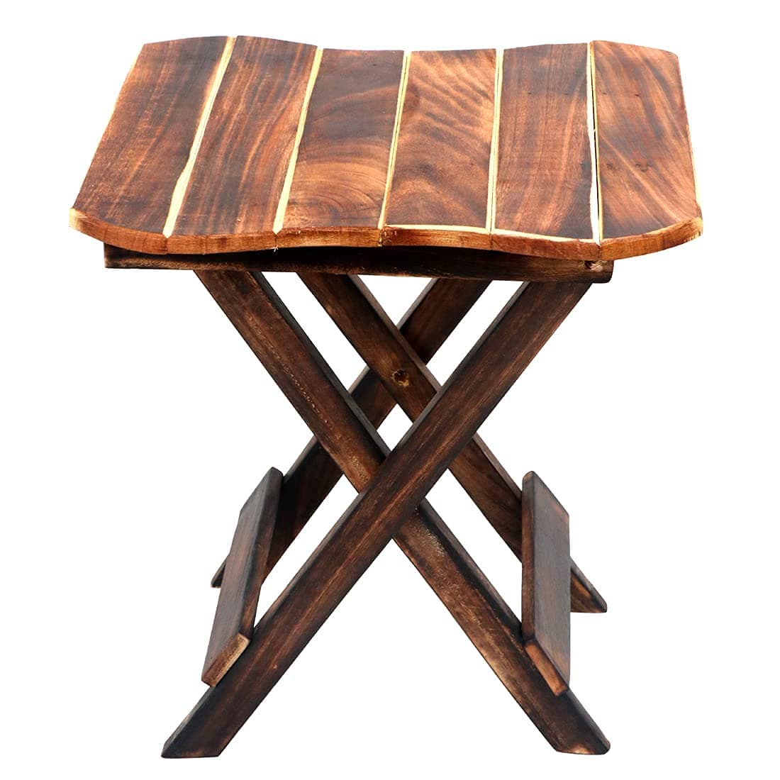Wooden Foldable Adjustable Side Table/End Table/Coffee Table/Plant Stand/Outdoor Table/Stool (Square Shaped)