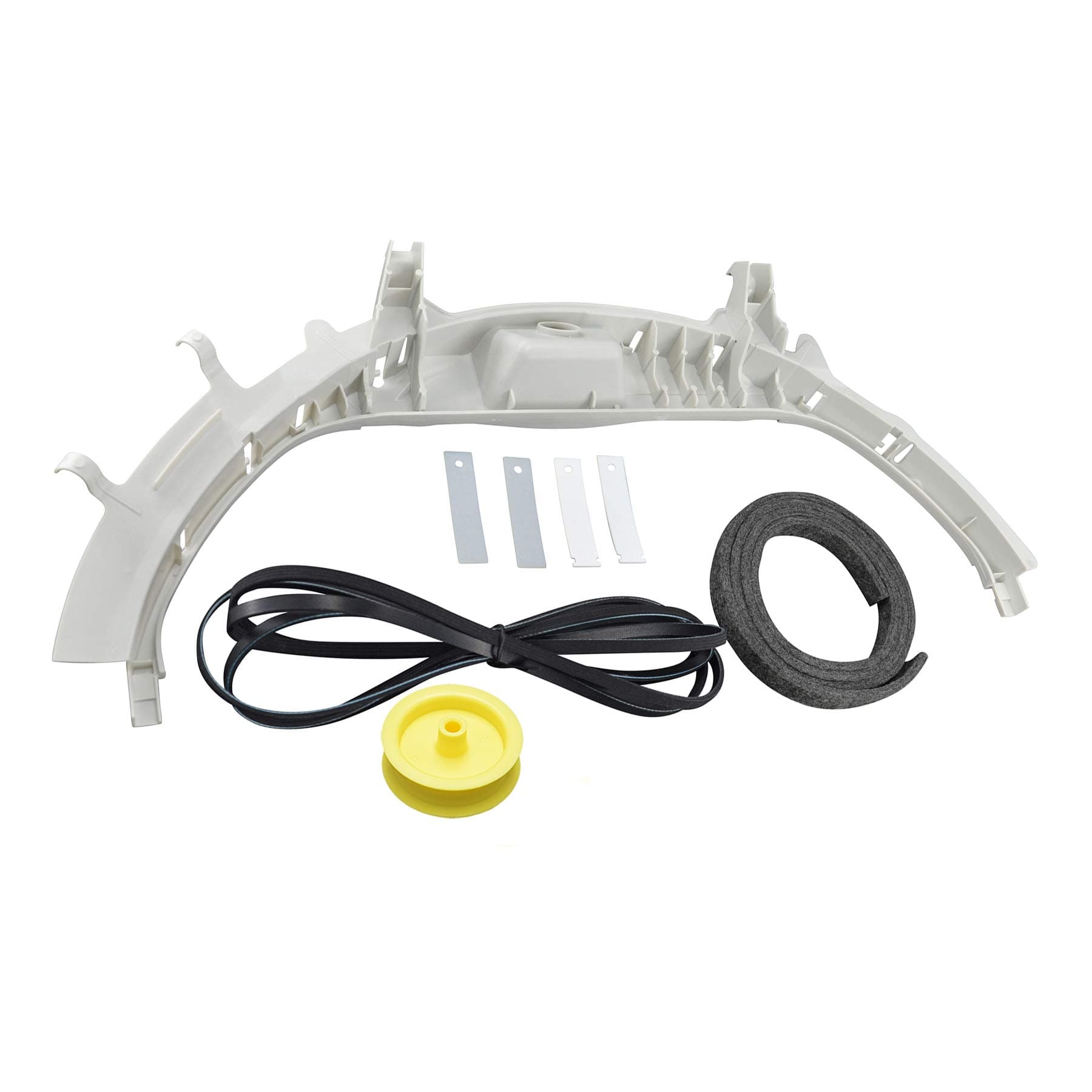 WE49X20697 Dryer Bearing Kit for GE Contains Top Bearing WE3M26 Drum Felt WE9M30 (WE09X20441) Drive Belt WE12M29 Bearing Slides WE1M1067 (WE1M481) Glide Slides WE1M504 (WE1M333) WE12X83 Pulley Idler