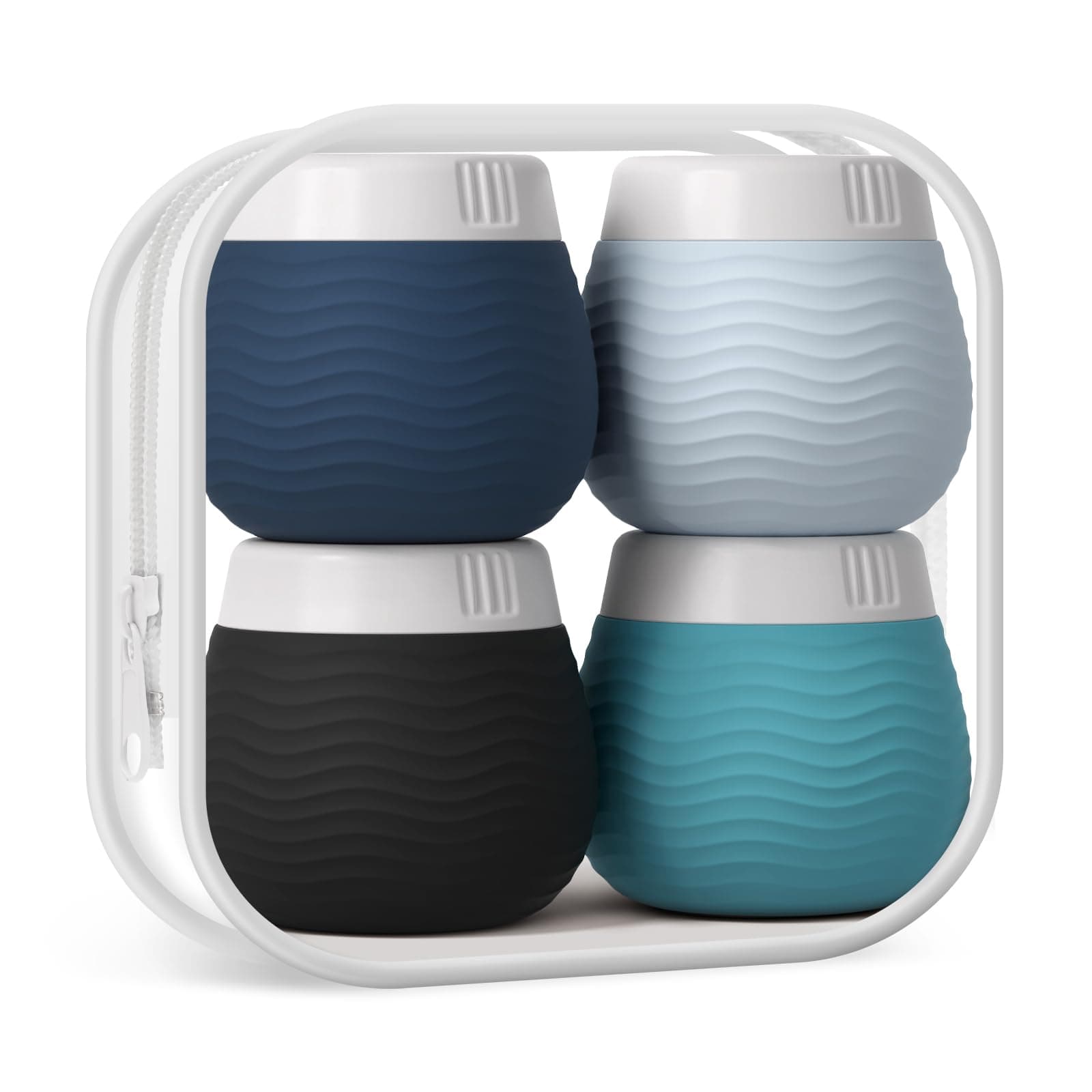 Yinke Silicone Cream Jars, TSA Approved Travel Size Containers, Leak-proof Travel Essentials/Accessories with Lid for Cosmetic Face Body Cream (4 Pack)