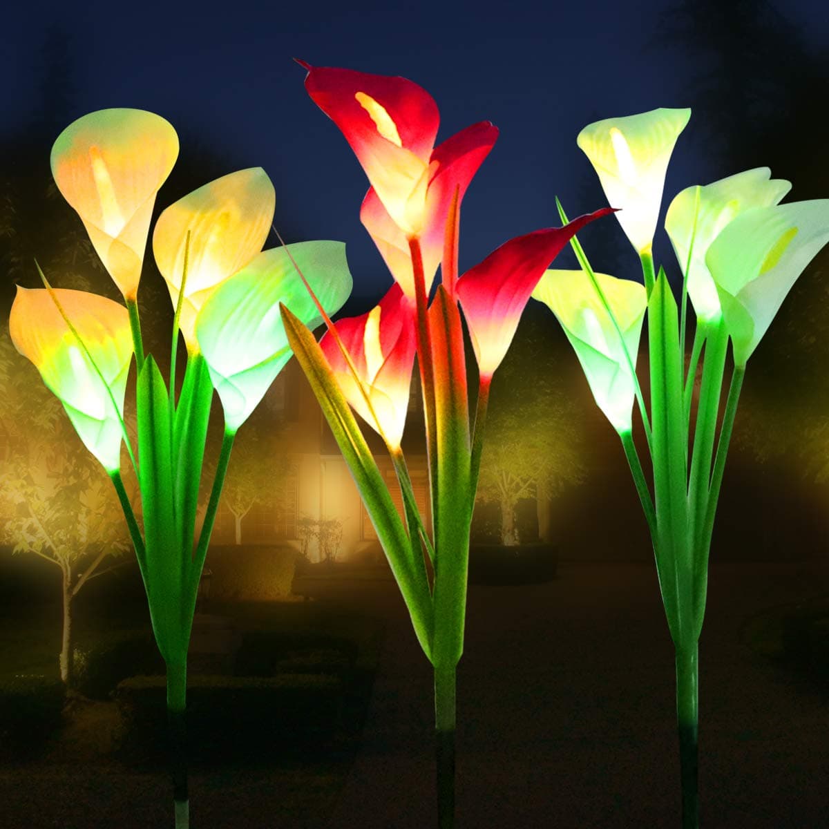 WOSPORTS Solar Lights Outdoor, 12 Lily Flower