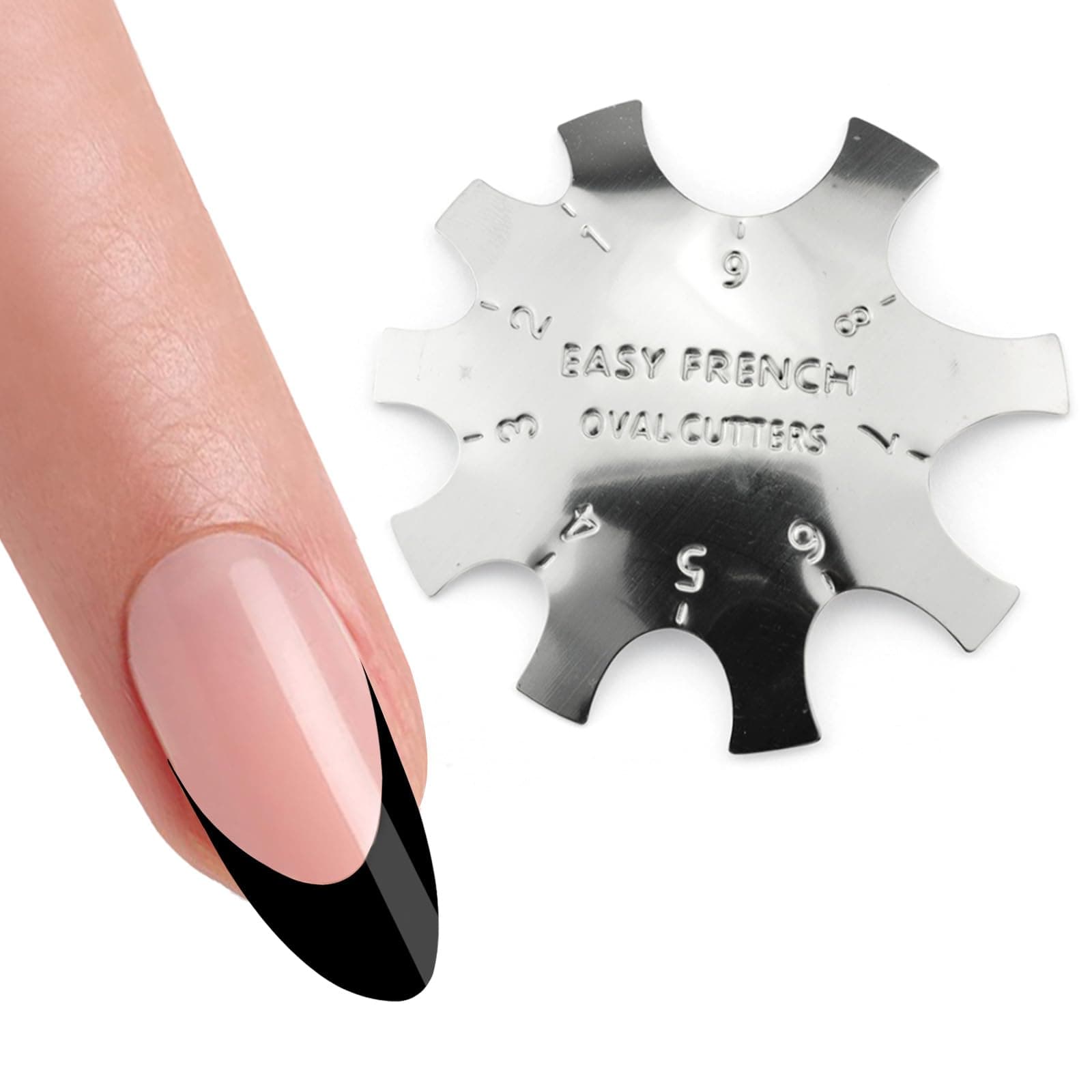 Oval Easy French Smile Line Nail Art Manicure Edge Trimmer Nail Cutter Acrylic Tool with 9 Sizes, HJ-NAT185-FS03