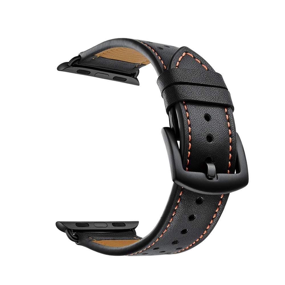 OBOE 42/44mm Premium Genuine Leather Strap Vintage Style Replacement Band Compatible with Apple Watch iWatch Series 5/4/3/2/1 (Black)