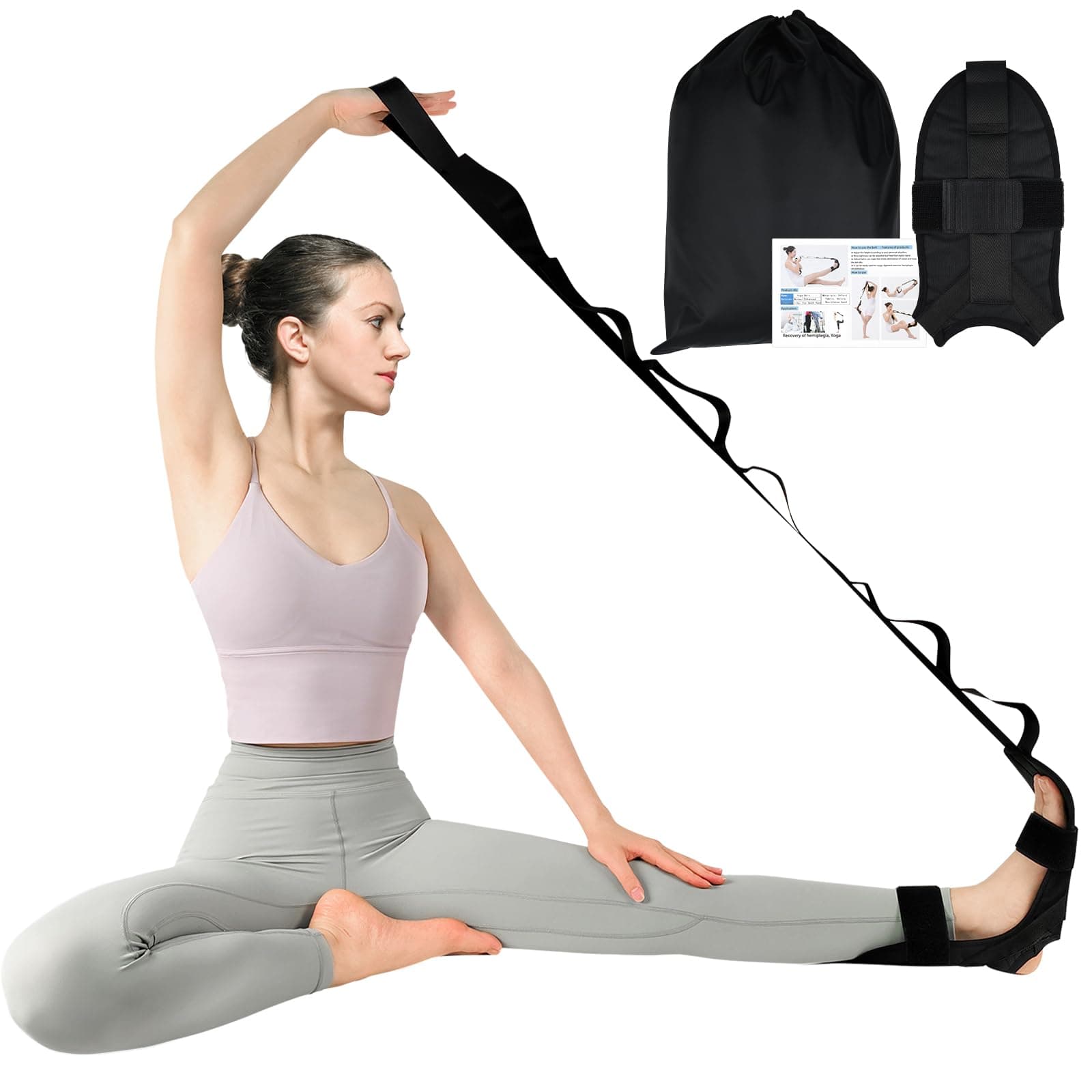 Yoga Stretching Strap,Peaken Flexstrap Leg Stretcher Strap with 7 Adjustable loops,Fascia Stretcher for Physical Therapy,Plantar Fasciitis Relief,Pilates,Dance,Gymnastics